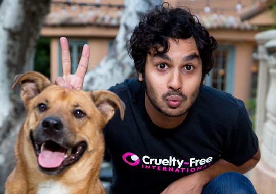 "I am delighted to join the Cruelty Free International campaign to end the use of animals for cosmetics tests around the world." - Kunal Nayyar supports the Cruelty Free International campaign to end animal testing for cosmetics in the U.S.