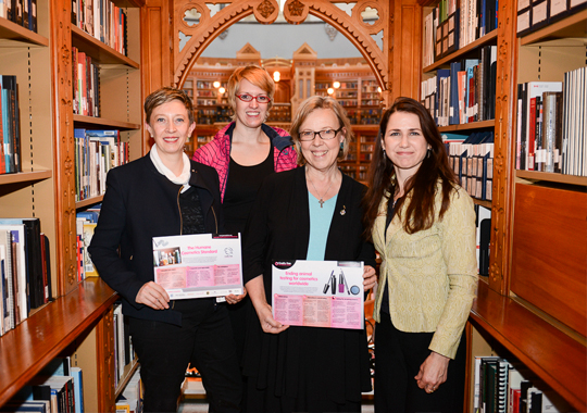 Cruelty Free International, North America Campaign Manager, Monica Engebretson meets with Canadian MP Elizabeth May to launch a citizen petition to call for an end cosmetics testing on animals in Canada.