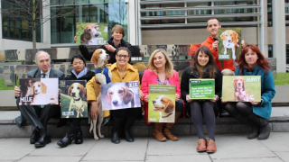 Cruelty Free International team holding campaign signs