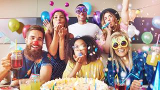 Group of people celebrating a birthday