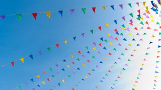 bunting at an outside event
