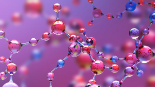 Purple molecules science rendering