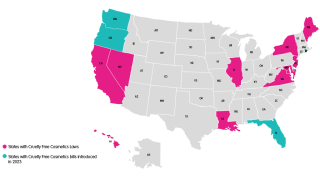 2023 U.S. cruelty free cosmetics progress map 