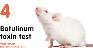 Botulinum toxin test with white mouse and hashtag #TheRatList 