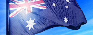 Australia Flag on blue background